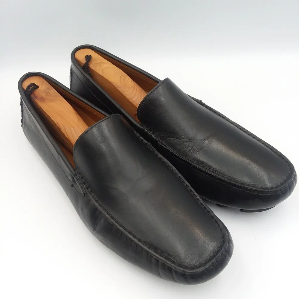 Mercanti Fiorentini Relax Men's‎ Black Leather Moc Toe Driving Loafer Shoes 10M